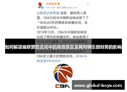 如何解读曼联赞助合同中的降级条款及其对俱乐部财务的影响