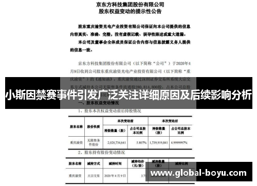 小斯因禁赛事件引发广泛关注详细原因及后续影响分析